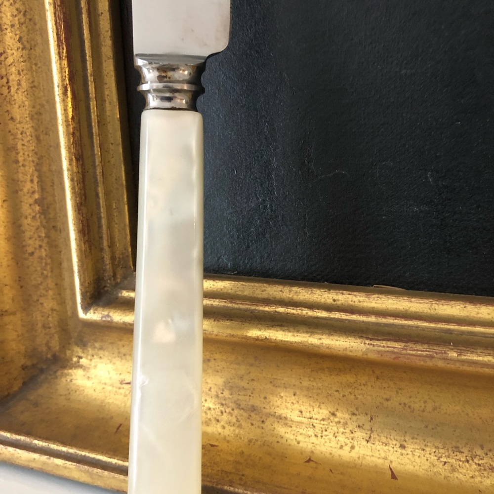 Antique Kirk’s England “Brides Knife” Serrated. Long. Multi use. Mother of Pearl